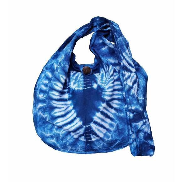 Btp! Tie Dye Sling Crossbody Shoulder Bag Purse Hiie Hobo Cotton Bohemian UwU - Picture 1 of 3